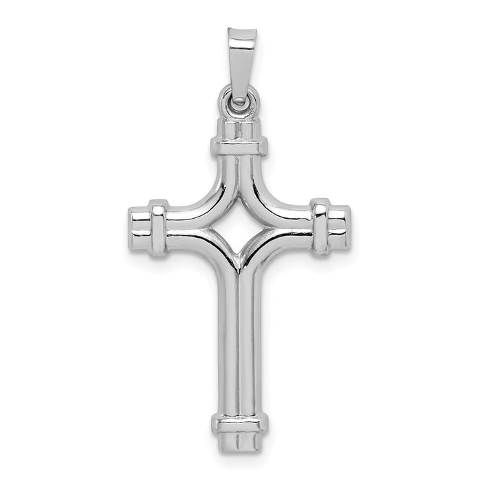 Million Charms 14K White Gold Themed Polished Fancy Relgious Cross Pendant