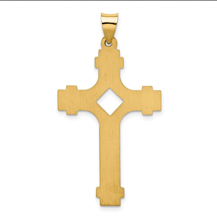 Million Charms 14K Yellow Gold Themed Polished Fancy Relgious Cross Pendant