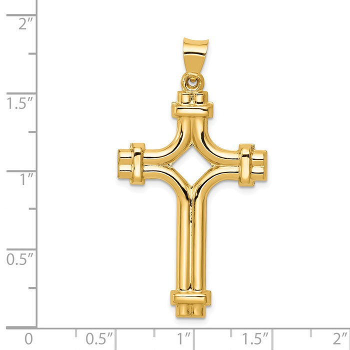 Million Charms 14K Yellow Gold Themed Polished Fancy Relgious Cross Pendant