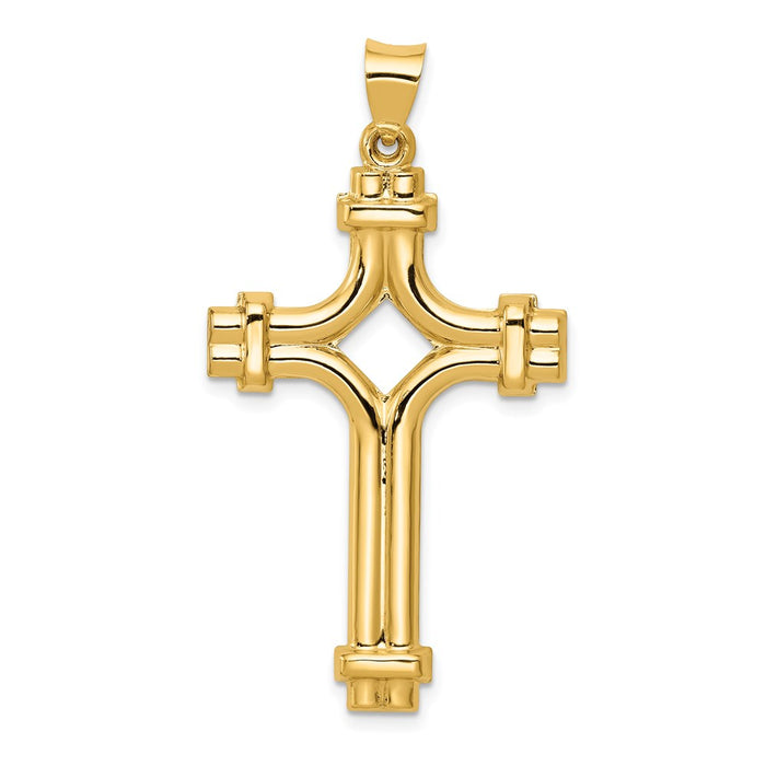 Million Charms 14K Yellow Gold Themed Polished Fancy Relgious Cross Pendant