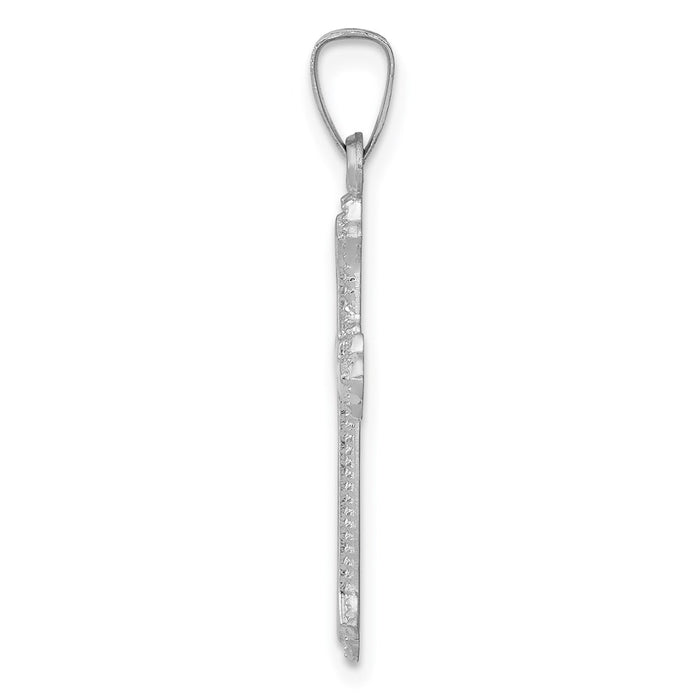 Million Charms 14K White Gold Themed Polished Relgious Cross Pendant
