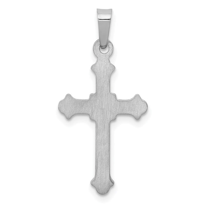 Million Charms 14K White Gold Themed Polished Relgious Cross Pendant