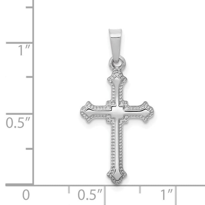 Million Charms 14K White Gold Themed Polished Relgious Cross Pendant