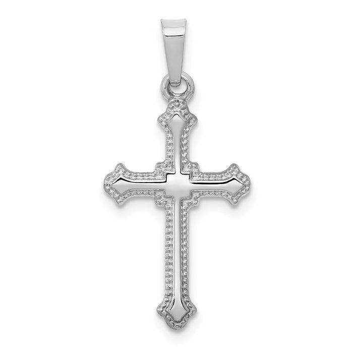 Million Charms 14K White Gold Themed Polished Relgious Cross Pendant
