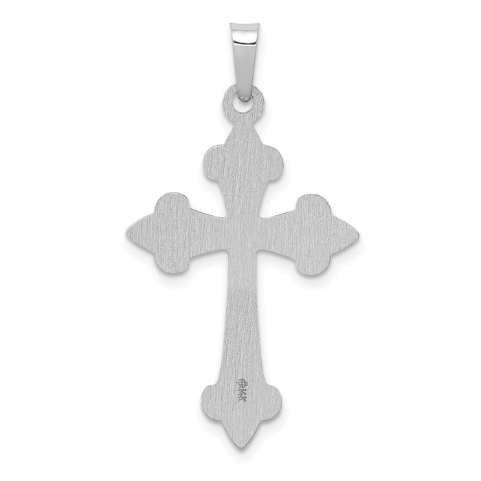 Million Charms 14K White Gold Themed Polished Fleur De Lis Relgious Cross Pendant