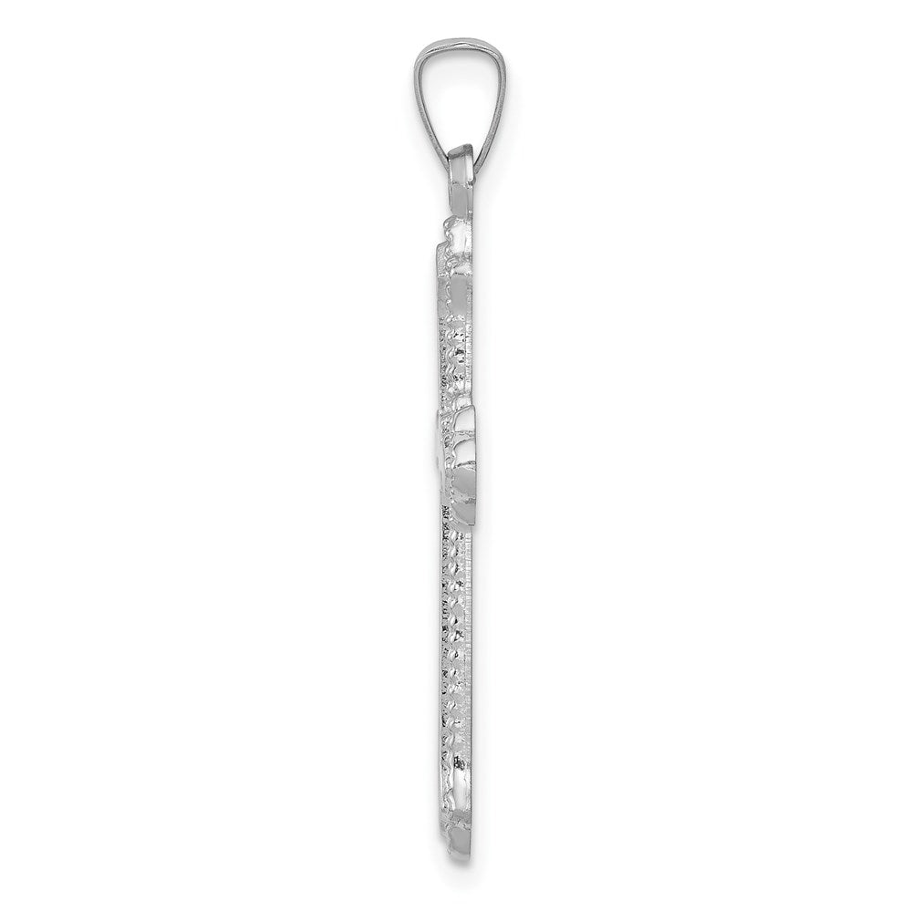 Million Charms 14K White Gold Themed Polished Relgious Cross Pendant