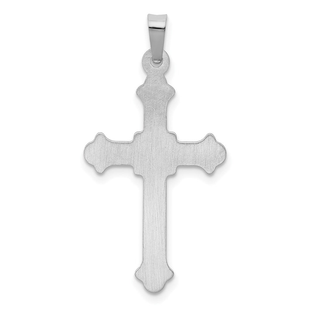 Million Charms 14K White Gold Themed Polished Relgious Cross Pendant