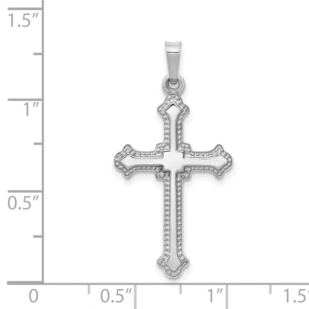 Million Charms 14K White Gold Themed Polished Relgious Cross Pendant