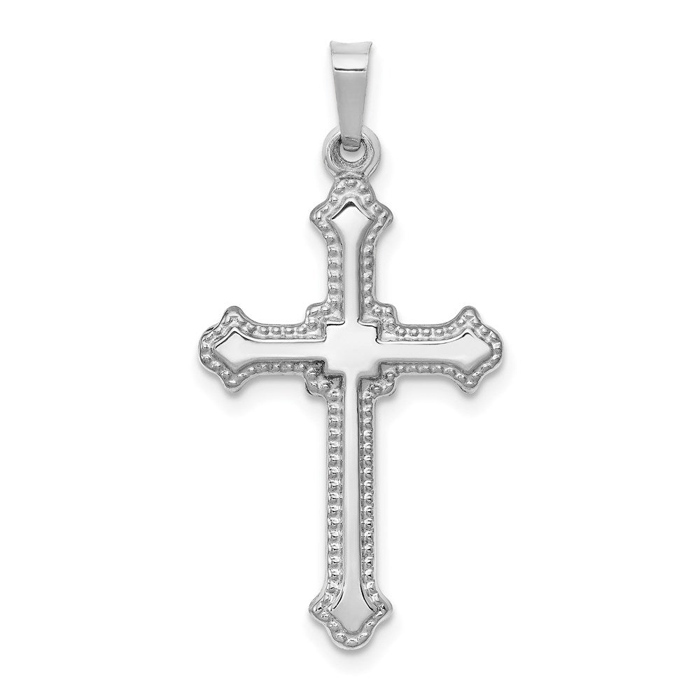 Million Charms 14K White Gold Themed Polished Relgious Cross Pendant