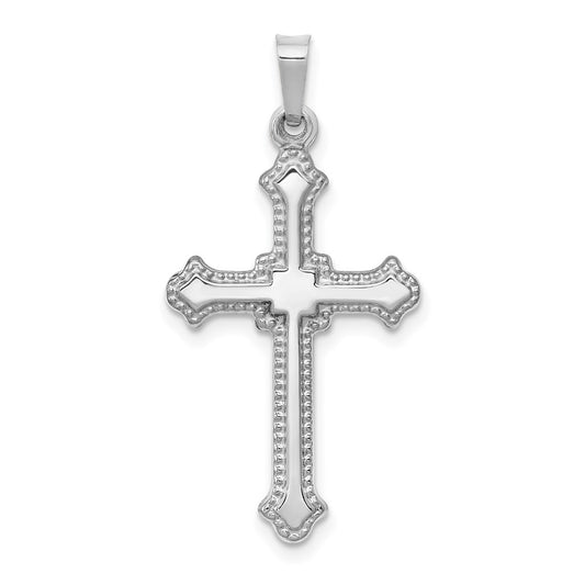 Million Charms 14K White Gold Themed Polished Relgious Cross Pendant