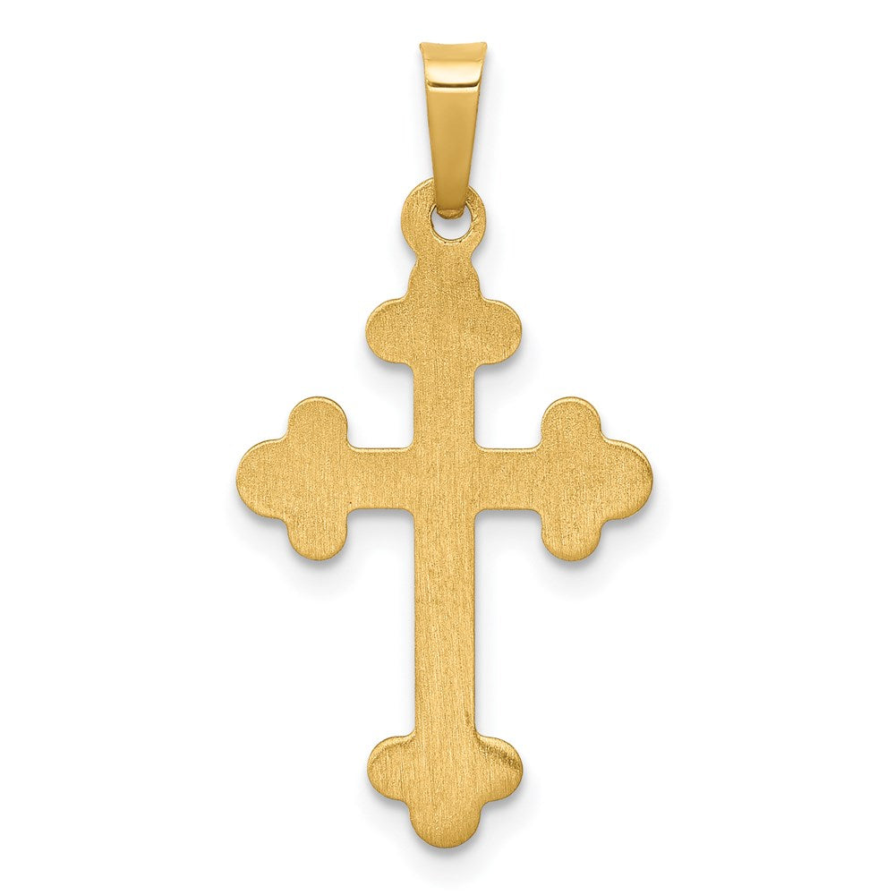 Million Charms 14K Yellow Gold Themed Polished Budded Relgious Cross Pendant