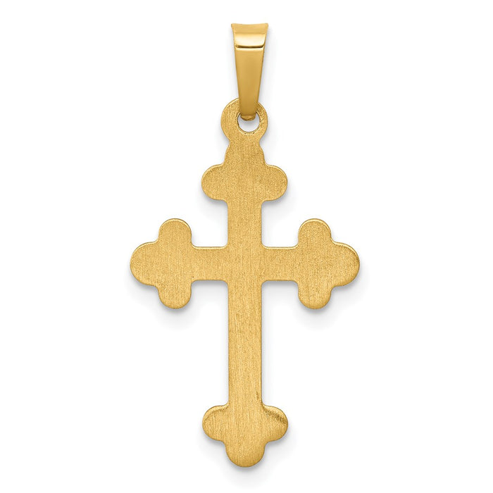 Million Charms 14K Yellow Gold Themed Polished Budded Relgious Cross Pendant