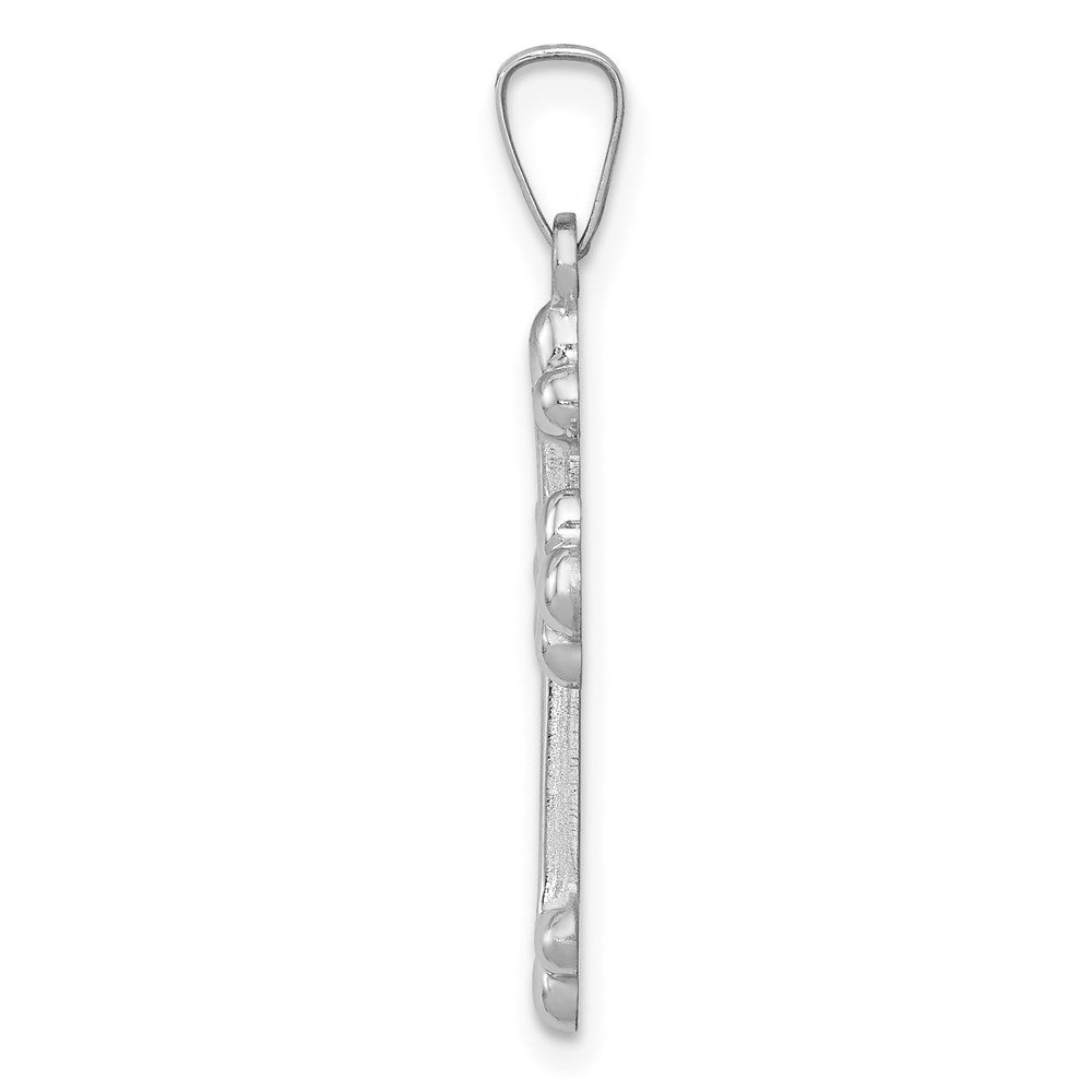 Million Charms 14K White Gold Themed Polished Budded Relgious Cross Pendant