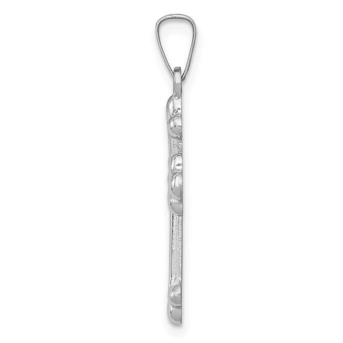 Million Charms 14K White Gold Themed Polished Budded Relgious Cross Pendant