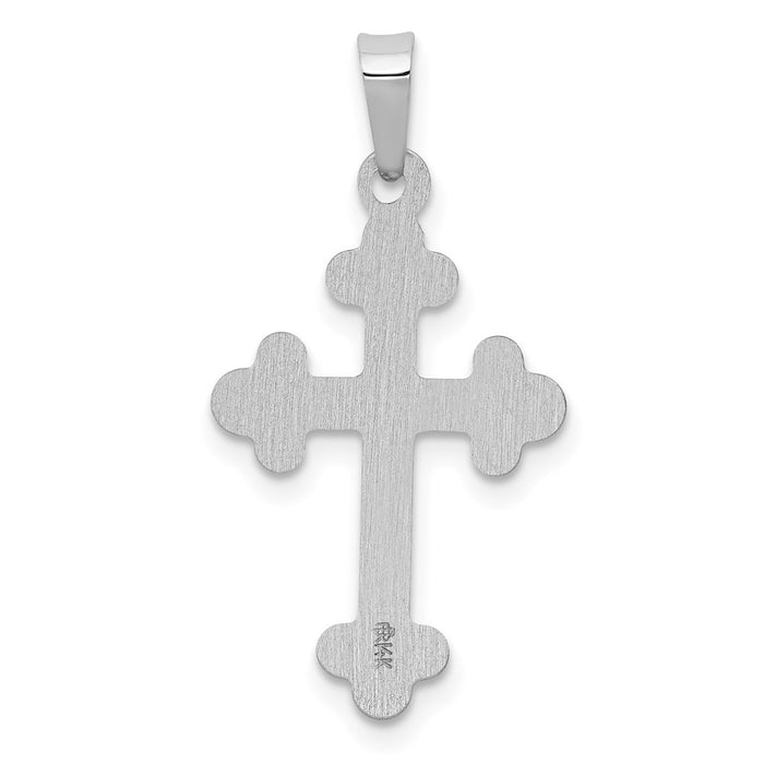 Million Charms 14K White Gold Themed Polished Budded Relgious Cross Pendant