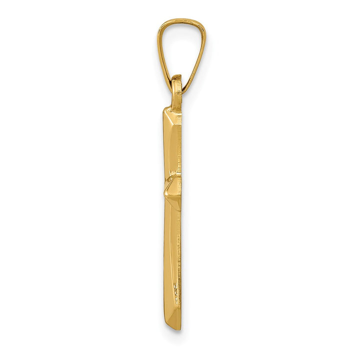 Million Charms 14K Yellow Gold Themed Polished Relgious Cross Pendant