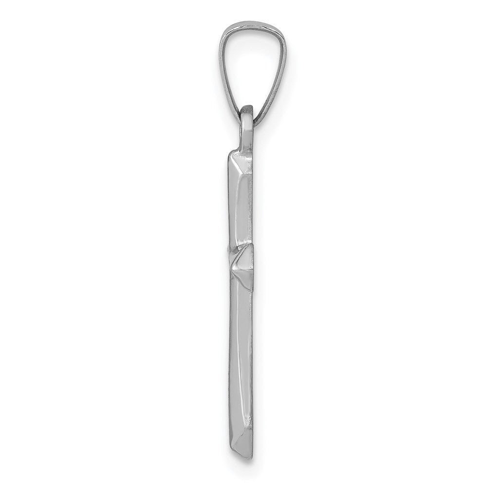 Million Charms 14K White Gold Themed Polished Relgious Cross Pendant