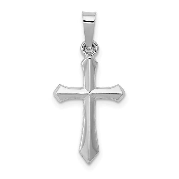 Million Charms 14K White Gold Themed Polished Relgious Cross Pendant