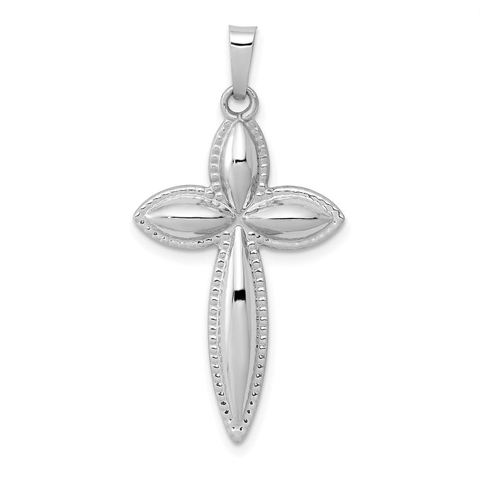 Million Charms 14K White Gold Themed Polished Passion Relgious Cross Pendant