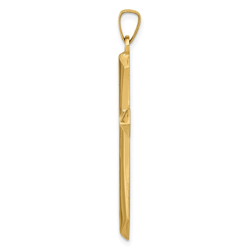 Million Charms 14K Yellow Gold Themed Polished Passion Relgious Cross Pendant