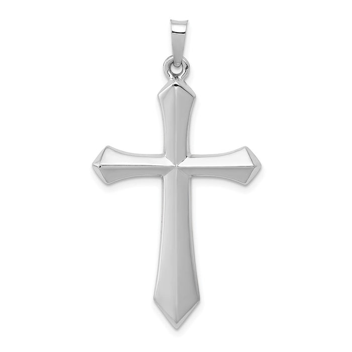 Million Charms 14K White Gold Themed Polished Relgious Cross Pendant