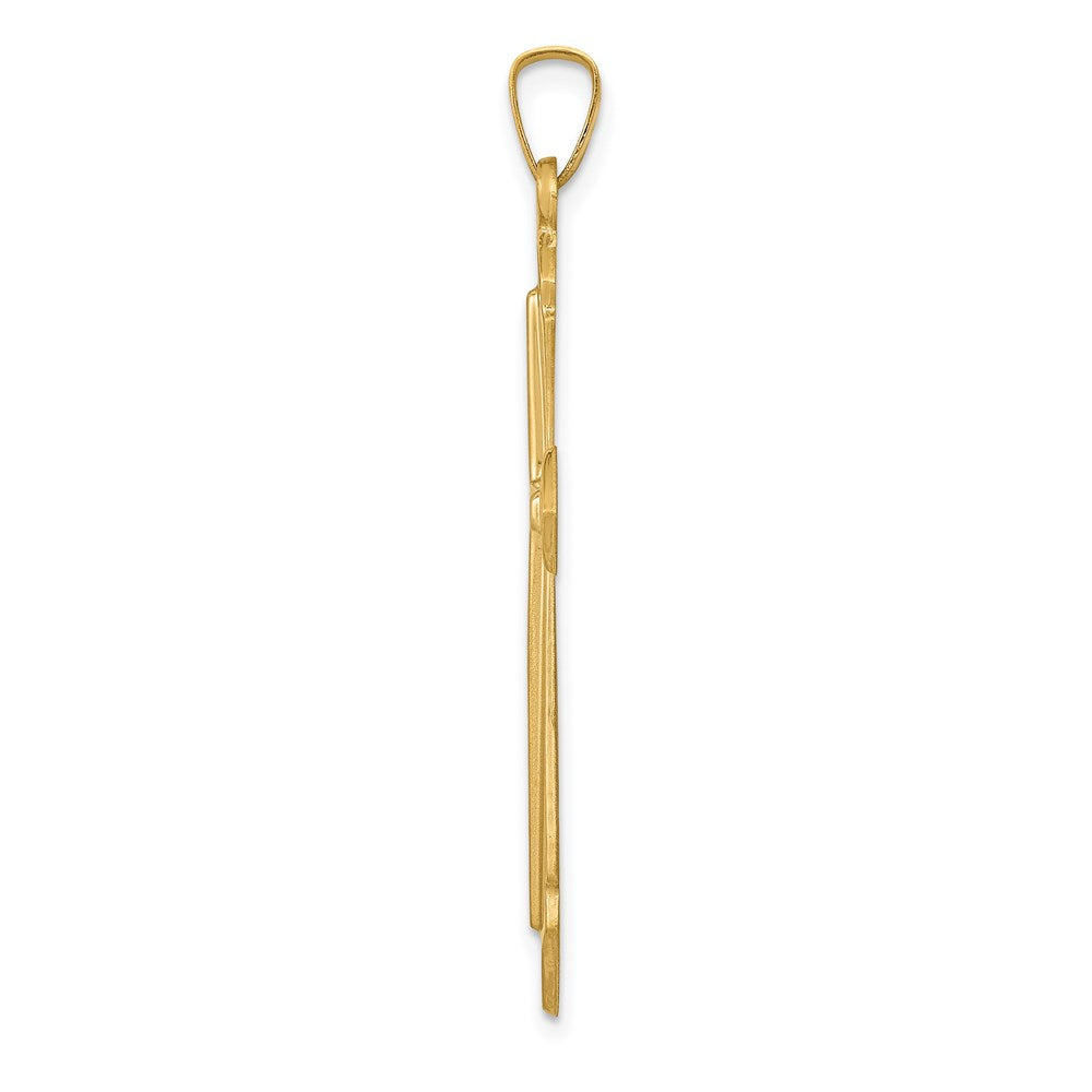 Million Charms 14K Yellow Gold Themed Polished, Satin Passion Relgious Cross Pendant