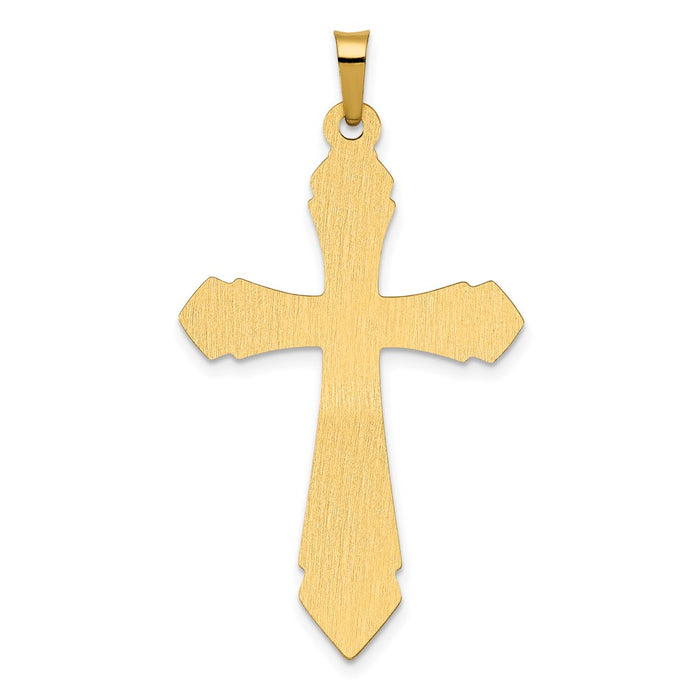 Million Charms 14K Yellow Gold Themed Polished, Satin Passion Relgious Cross Pendant