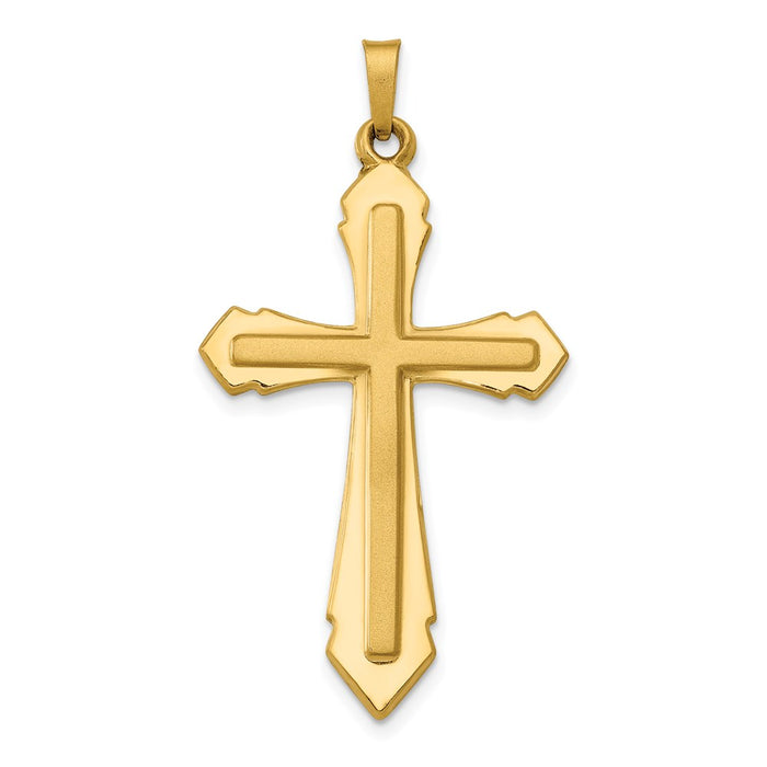 Million Charms 14K Yellow Gold Themed Polished, Satin Passion Relgious Cross Pendant