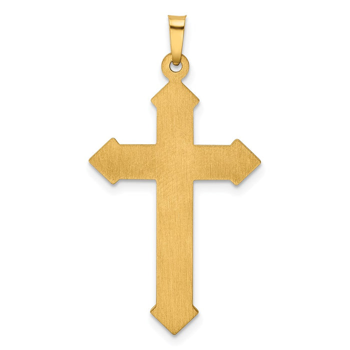 Million Charms 14K Yellow Gold Themed With Rhodium-plated Polished, Textured Passion Relgious Cross Pendant