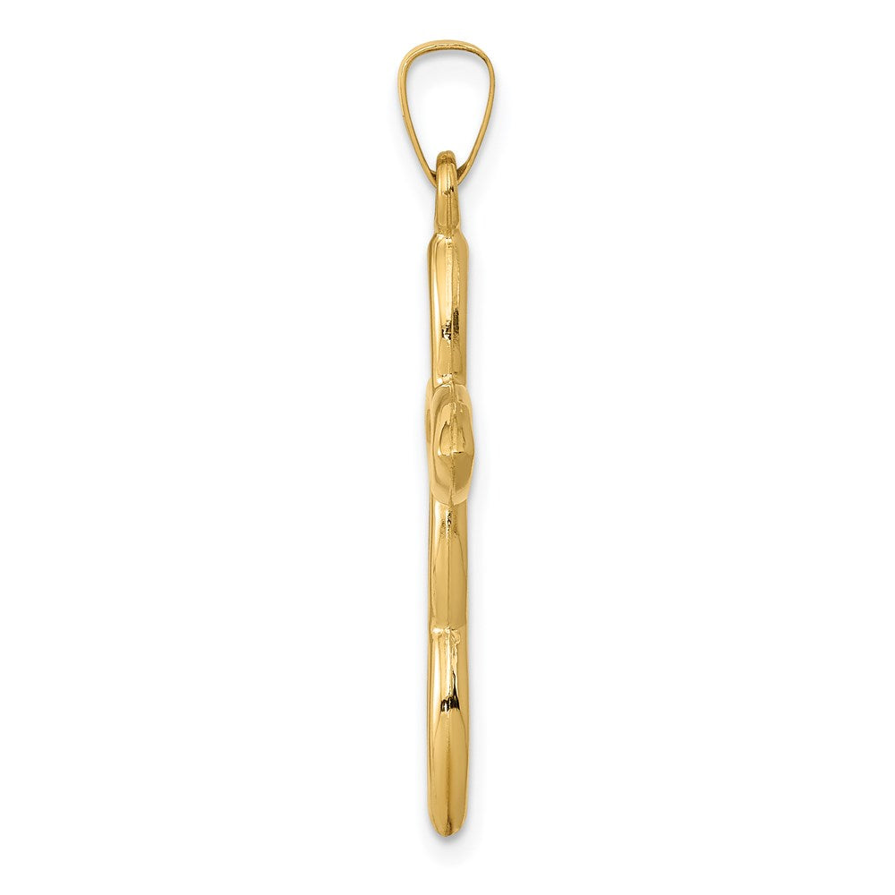 Million Charms 14K Yellow Gold Themed Polished Cut-Out Passion Relgious Cross Pendant