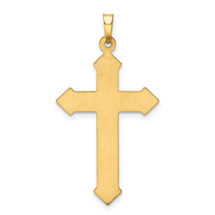 Million Charms 14K Yellow Gold Themed Polished, Textured Passion Relgious Cross Pendant