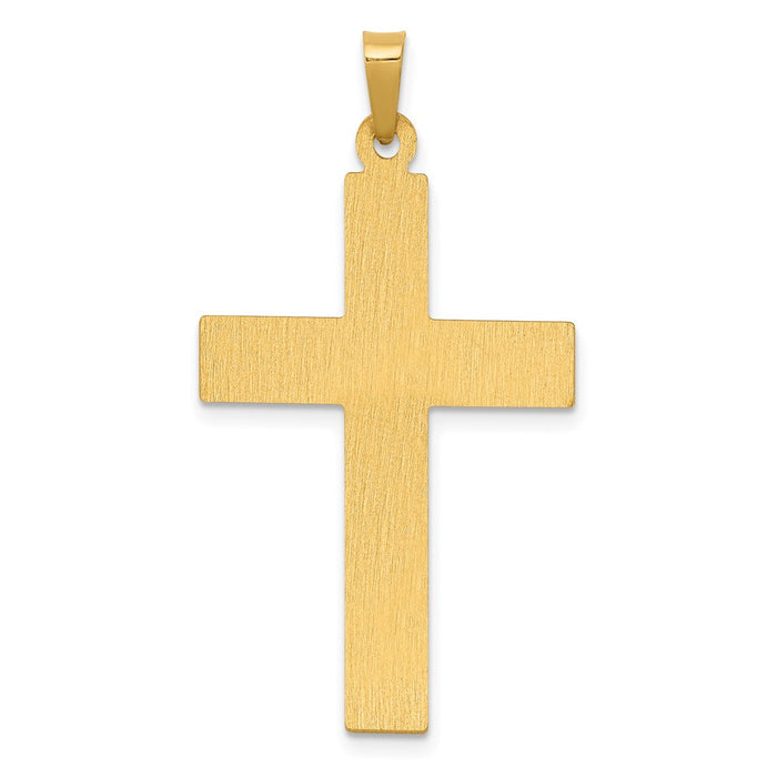 Million Charms 14K Yellow Gold Themed With Rhodium-plated Polished & Satin Relgious Cross With Dove Pendant