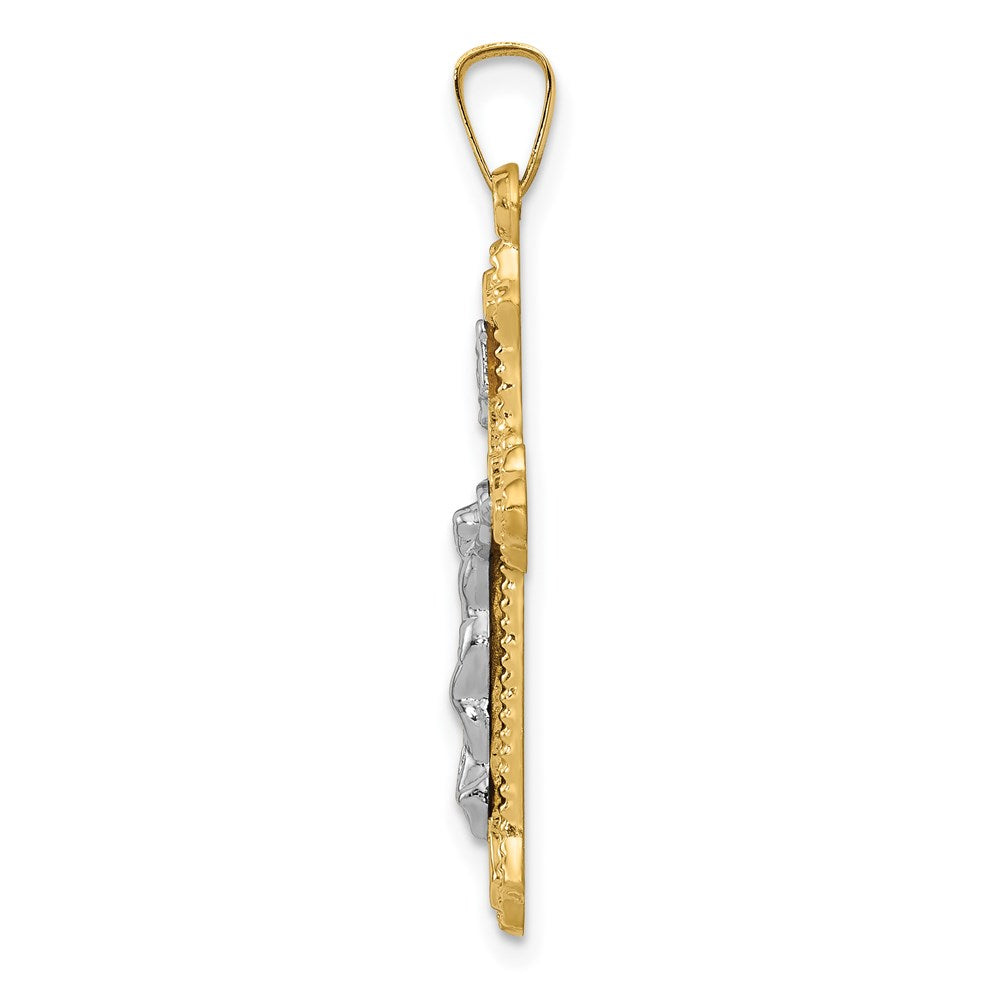 Million Charms 14K Two-Tone Polished Inri Relgious Crucifix Pendant