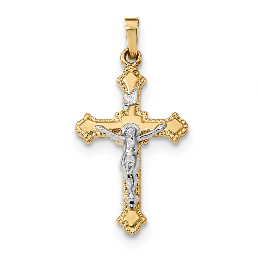 Million Charms 14K Two-Tone Polished Inri Relgious Crucifix Pendant