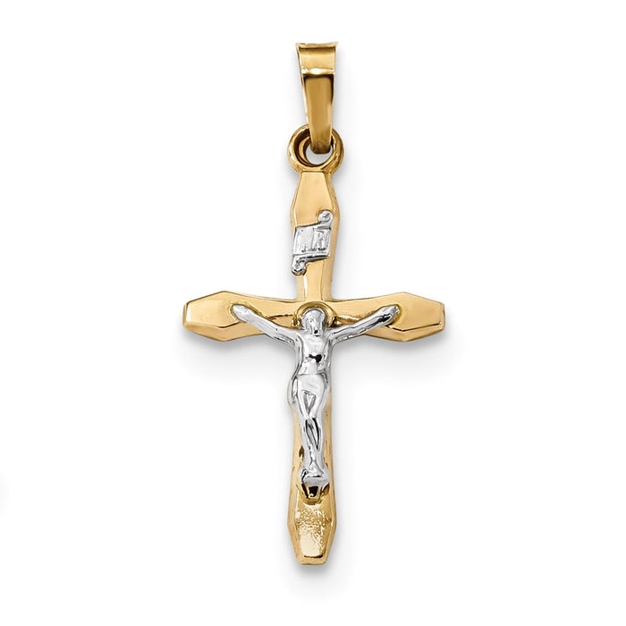 Million Charms 14K Two-Tone Polished Inri Relgious Crucifix Pendant