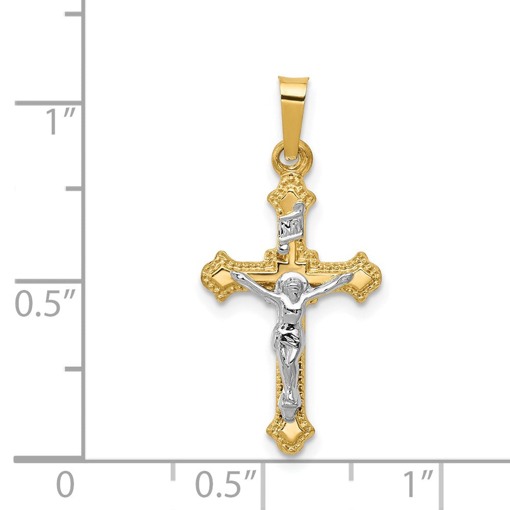Million Charms 14K Two-Tone Polished Inri Relgious Crucifix Pendant