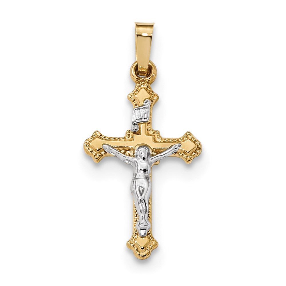 Million Charms 14K Two-Tone Polished Inri Relgious Crucifix Pendant