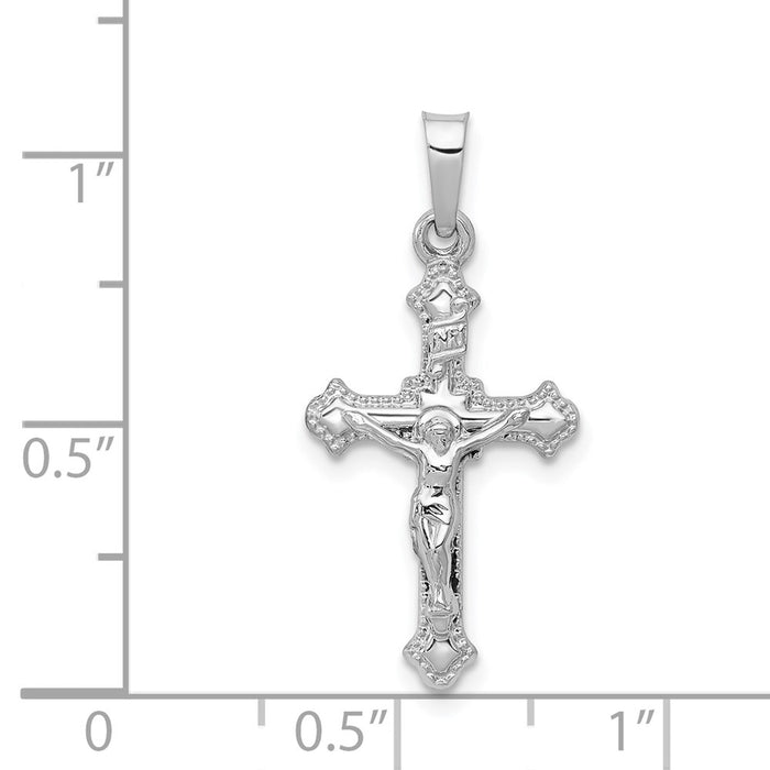 Million Charms 14K White Gold Themed Polished Inri Relgious Crucifix Pendant