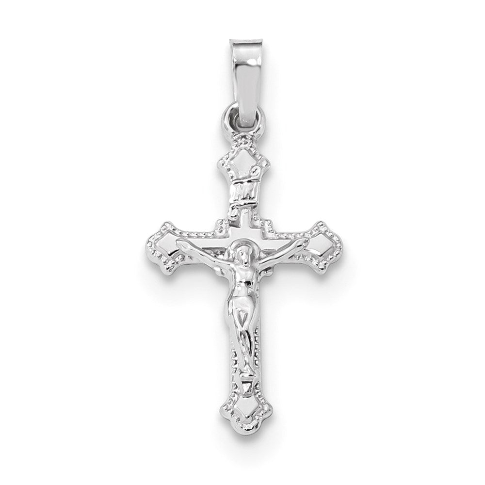 Million Charms 14K White Gold Themed Polished Inri Relgious Crucifix Pendant