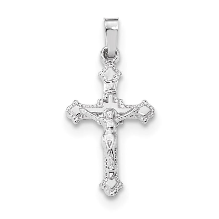 Million Charms 14K White Gold Themed Polished Inri Relgious Crucifix Pendant