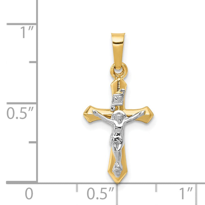 Million Charms 14K Two-Tone Polished Inri Relgious Crucifix Pendant