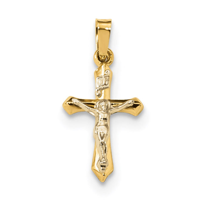 Million Charms 14K Two-Tone Polished Inri Relgious Crucifix Pendant