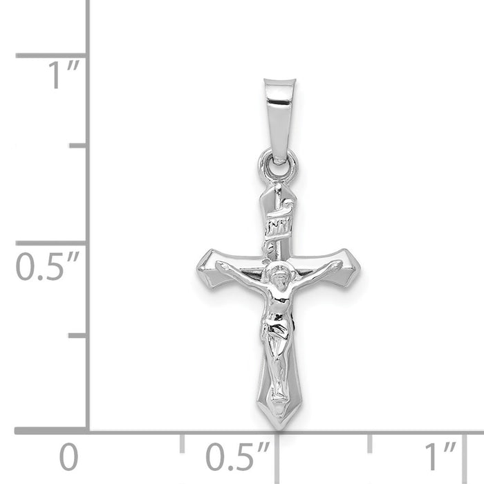 Million Charms 14K White Gold Themed Polished Inri Relgious Crucifix Pendant