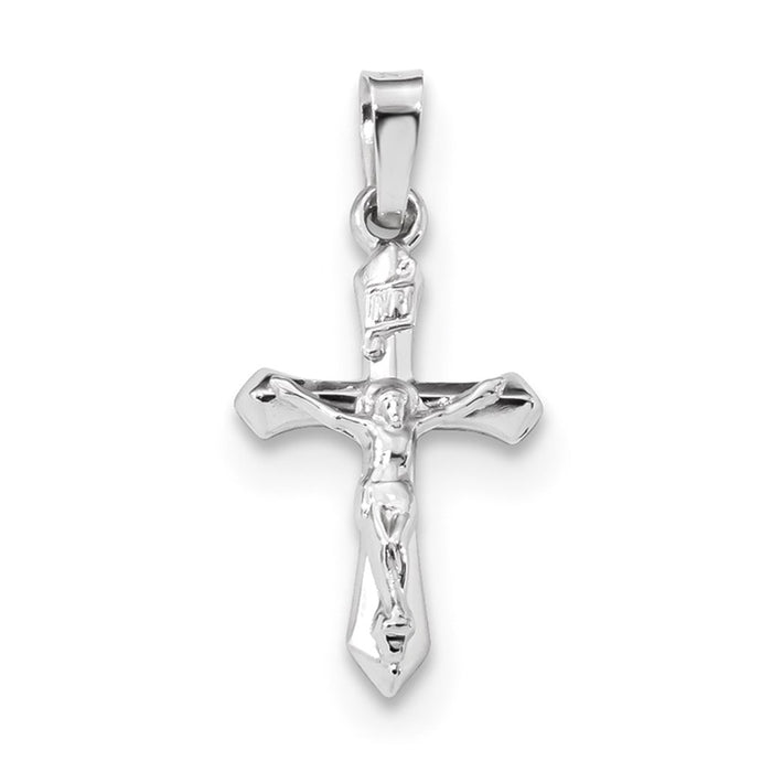 Million Charms 14K White Gold Themed Polished Inri Relgious Crucifix Pendant