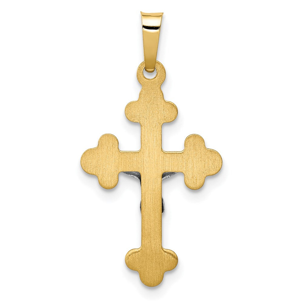 Million Charms 14K Two-Tone Polished Budded Inri Relgious Crucifix Pendant