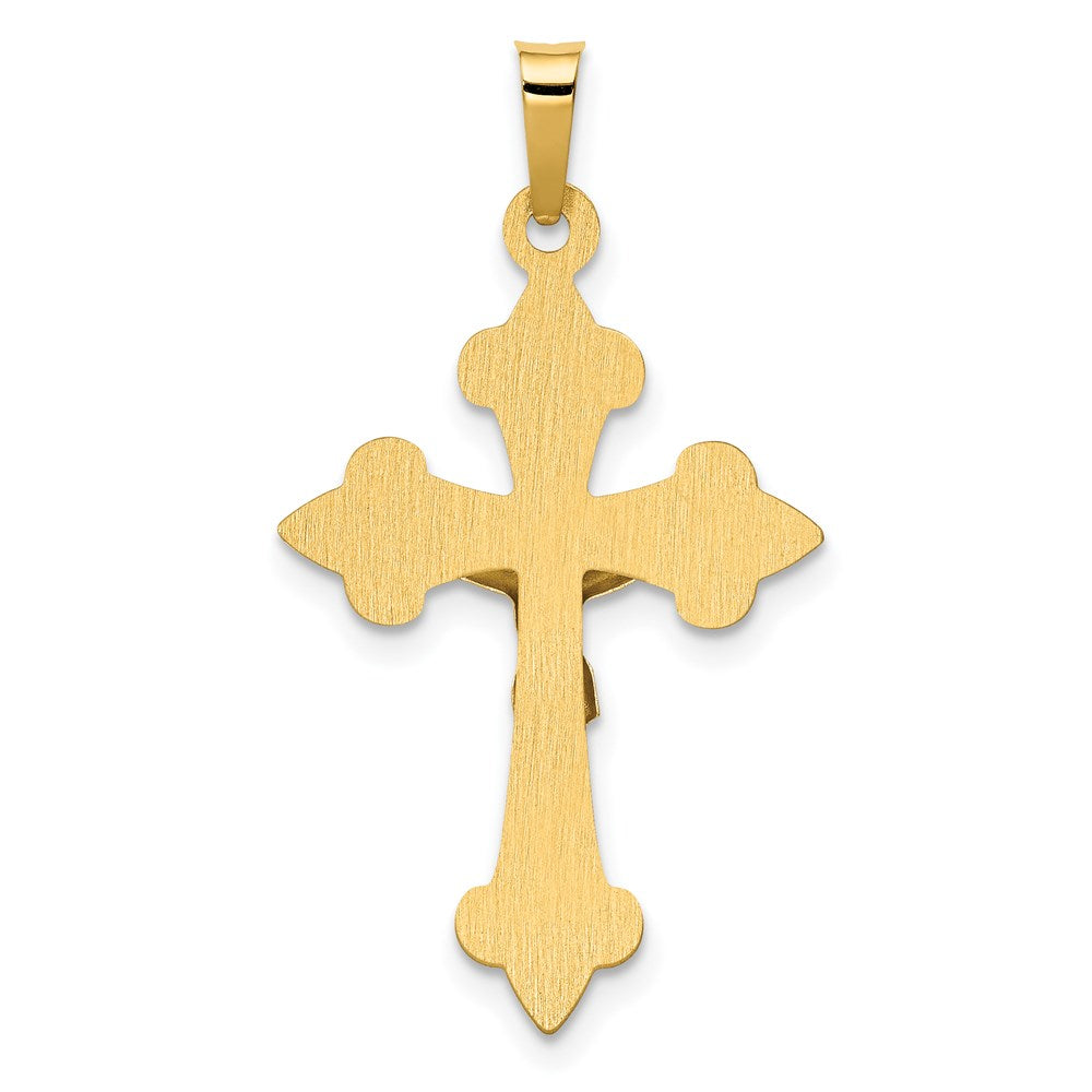 Million Charms 14K Two-Tone Polished Fleur De Lis Inri Relgious Crucifix Pendant