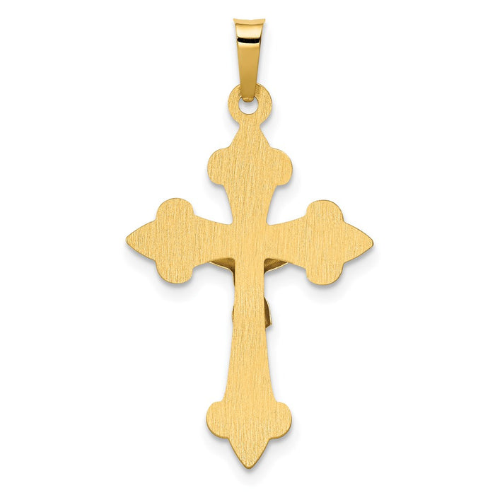 Million Charms 14K Two-Tone Polished Fleur De Lis Inri Relgious Crucifix Pendant