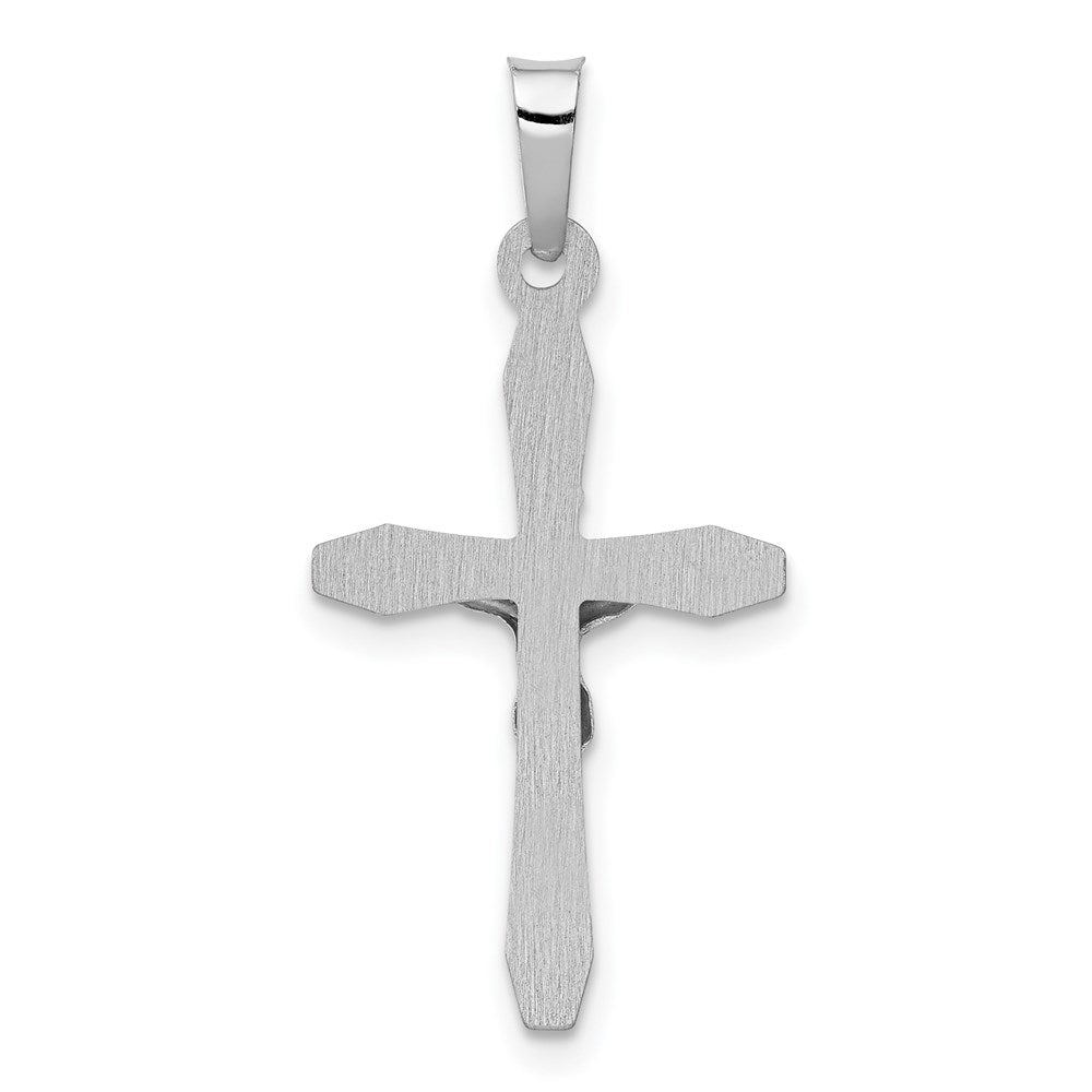 Million Charms 14K White Gold Themed Polished Inri Relgious Crucifix Pendant