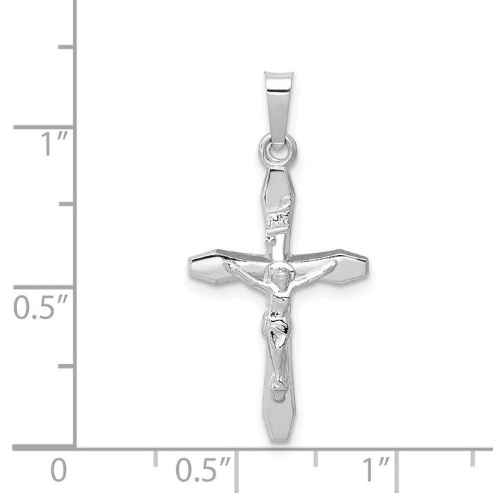 Million Charms 14K White Gold Themed Polished Inri Relgious Crucifix Pendant