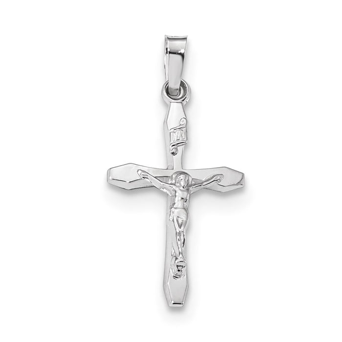 Million Charms 14K White Gold Themed Polished Inri Relgious Crucifix Pendant